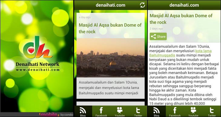 Paparan Blog aplikasi Android Denaihati