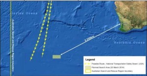 peta kawasan hilang MH370 di Lautan Hindi