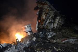 bangkai MH17 hangus terbakar