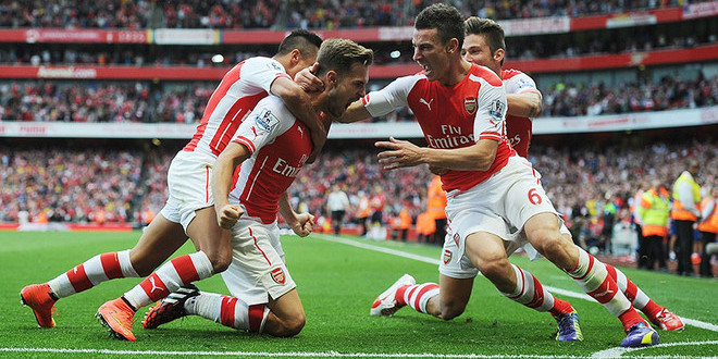 Pemain Arsenal meraikan jaringan Ramsey