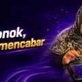 Promo banner for Think Quran XP Rush with a woman in a hijab using a tablet, purple glow, and the slogan 'Seronok, tapi mencabar'.