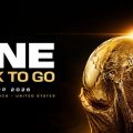 Promotional banner: 'ONE WEEK TO GO' for World Cup 2026, gold trophy on the right.