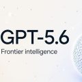 Banner showing 'GPT-5.6 Frontier intelligence' with colorful dotted spheres on the sides, conveying AI advancement.